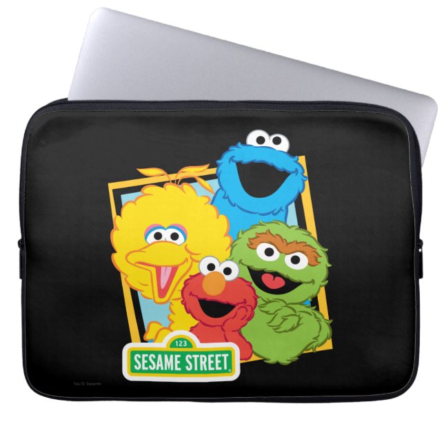 Sesamstraat Vrienden Laptop Sleeve (Voorkant)