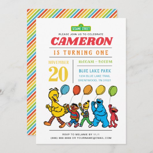 Sesamstraat Vrienden | Luchtballonnen 1e verjaarda Kaart (Voorkant / Achterkant)