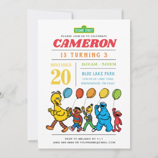 Sesamstraat Vrienden | Luchtballonnen 3e verjaarda Kaart (Voorkant)