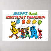 Sesamstraat Vrienden Luchtballons Birthday Poster (Voorkant)