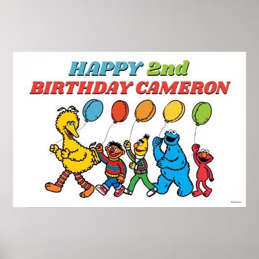 Sesamstraat Vrienden Luchtballons Birthday Poster (Voorkant)