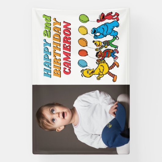 Sesamstraat Vrienden Luchtballons Birthday Spandoek (Verticaal)