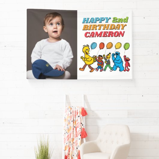 Sesamstraat Vrienden Luchtballons Birthday Spandoek (Insitu)