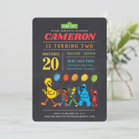 Sesamstraat Vrienden | Maandag in Chalkboard Ballo Kaart (Staand voorkant)