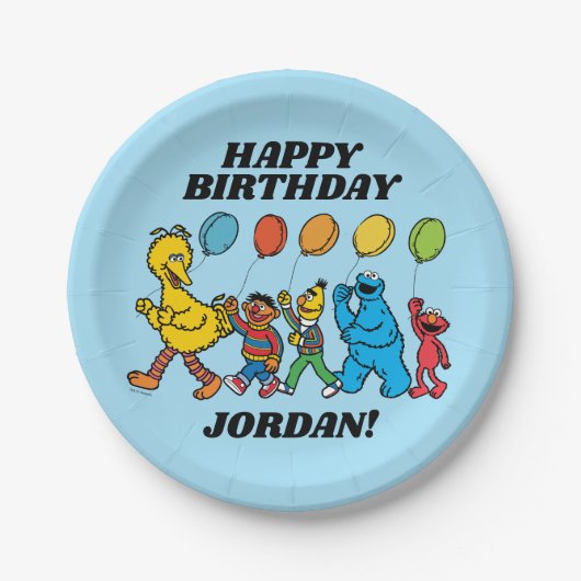 Sesamstraat Vrienden | Partijballonnen Papieren Bordje (Voorkant)