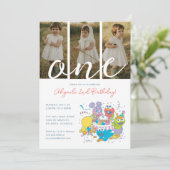 Sesamstraat Vrienden Pastel | 1e verjaardag foto Kaart (Staand voorkant)