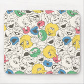 Sesamstraat Vrienden |  patroon met grote kop Muismat (Voorkant)