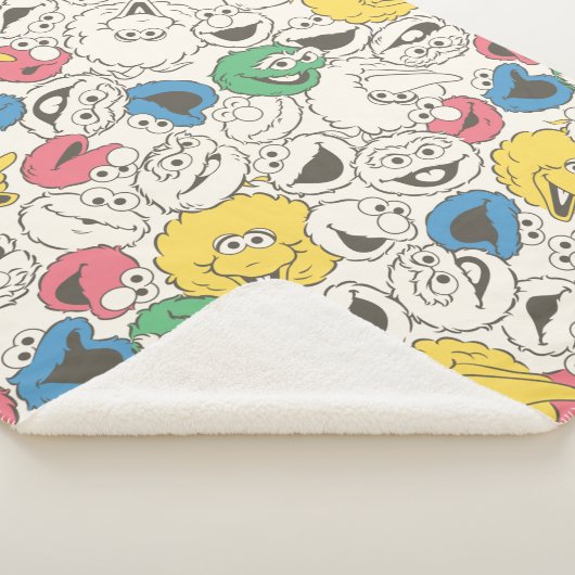 Sesamstraat Vrienden |  patroon met grote kop Sherpa Deken (3/4)