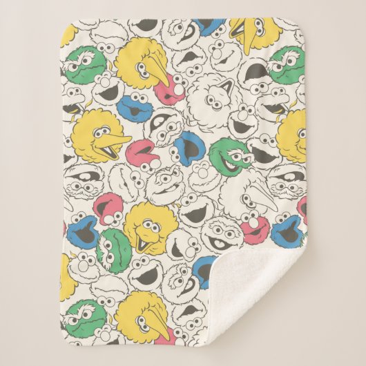 Sesamstraat Vrienden |  patroon met grote kop Sherpa Deken (Voorkant)