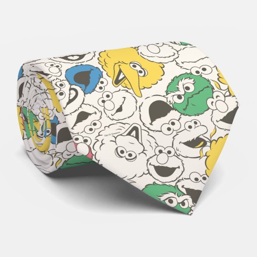 Sesamstraat Vrienden |  patroon met grote kop Stropdas (Opgerold)