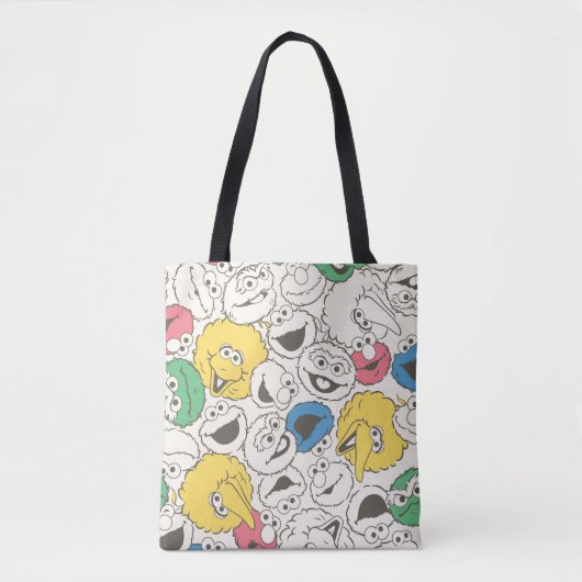 Sesamstraat Vrienden |  patroon met grote kop Tote Bag (Voorkant)
