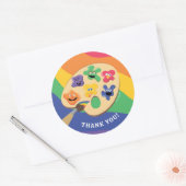Sesamstraat Vrienden Rainbow Art Party Dank u Ronde Sticker (Envelop)