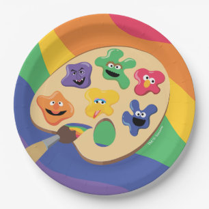 Sesamstraat Vrienden Rainbow Art Party Papieren Bordje