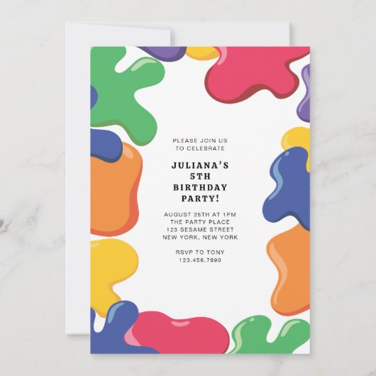 Sesamstraat Vrienden Rainbow Art Party Uitnodiging (Achterkant)