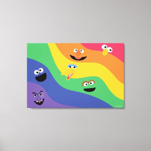 Sesamstraat Vrienden Rainbow Stretched Canvas Prin Afdruk (Voorkant)