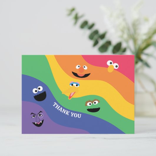 Sesamstraat Vrienden Regenboog Bedankkaart (Staand voorkant)
