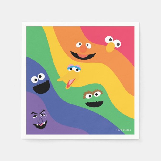 Sesamstraat Vrienden regenboog papier servet (Voorkant)