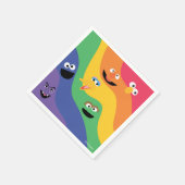 Sesamstraat Vrienden regenboog papier servet (Hoek)