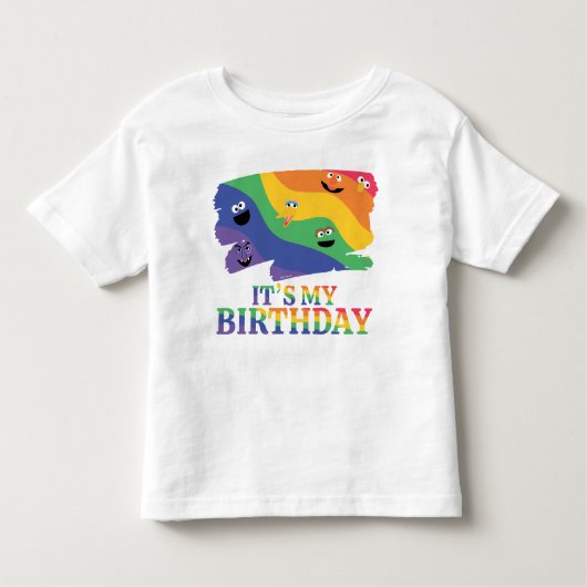 Sesamstraat Vrienden Regenboog Verjaardag Kinder Shirts (Voorkant)