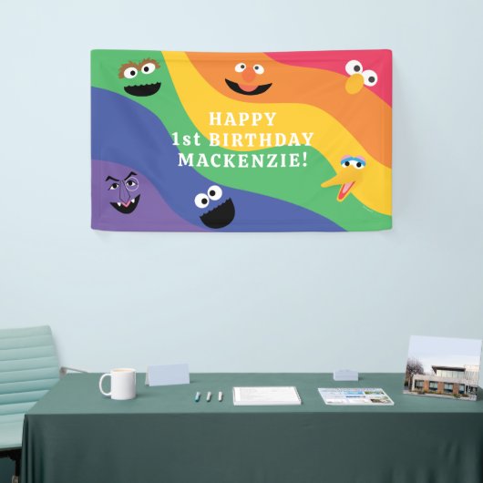 Sesamstraat Vrienden Regenboog Verjaardagsbanner Spandoek (Beurs)