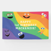 Sesamstraat Vrienden Regenboog Verjaardagsbanner Spandoek (Horizontaal)