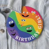 Sesamstraat Vrienden Regenboog Verjaardagsmeisje Ronde Button 6,0 Cm (In situ)