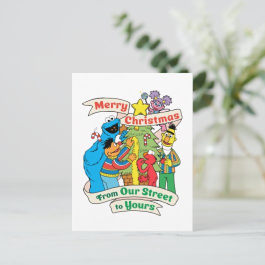 Sesamstraat Vrolijke kerstvakantie Feestdagenkaart (Staand voorkant)