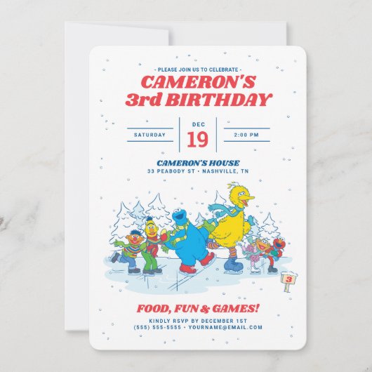 Sesamstraat | Winter Birthday Kaart (Voorkant)