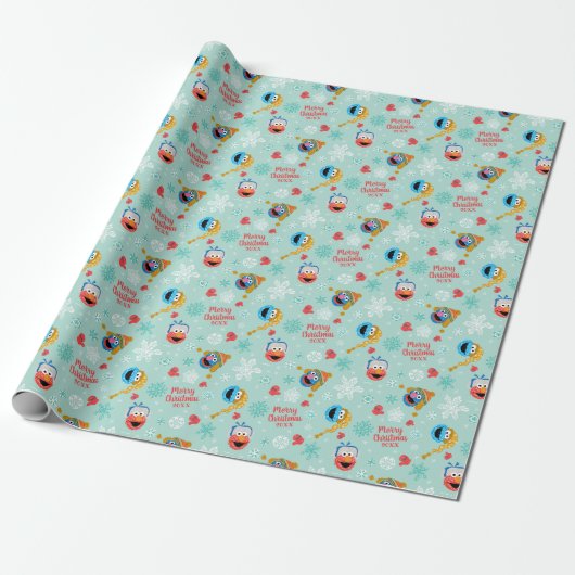 Sesamstraat Winter Pattern Cadeaupapier (Uitgerold)