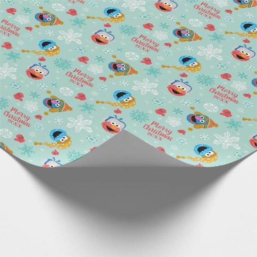 Sesamstraat Winter Pattern Cadeaupapier (Hoek)