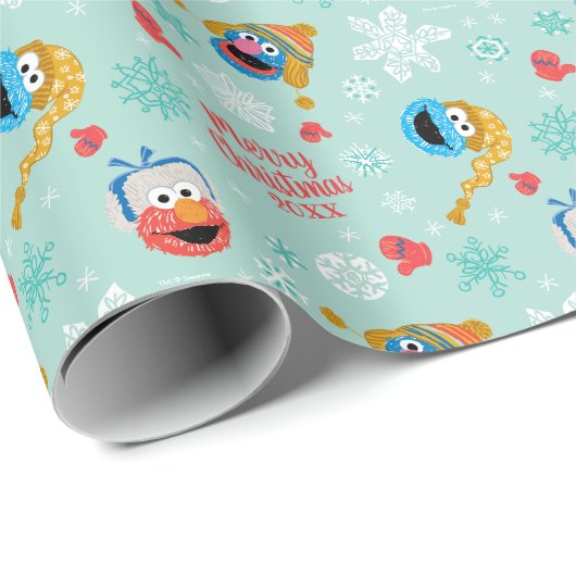 Sesamstraat Winter Pattern Cadeaupapier (Rol Hoek)