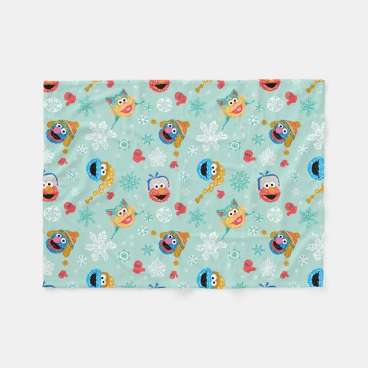 Sesamstraat Winter Pattern Fleece Deken (Voorkant (Horizontaal))