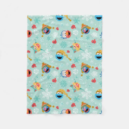 Sesamstraat Winter Pattern Fleece Deken (Voorkant)