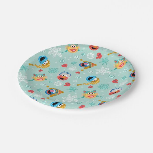 Sesamstraat Winter Pattern Papieren Bordje (Gekanteld)