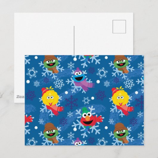 Sesamstraat Winter Sneeuwvlok Patroon Briefkaart (Voorkant / Achterkant)