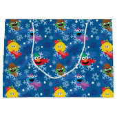 Sesamstraat Winter Sneeuwvlok Patroon Groot Cadeauzakje (Voorkant)