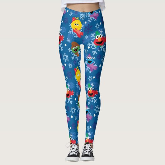 Sesamstraat Winter Sneeuwvlok Patroon Leggings (Voorkant)