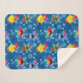 Sesamstraat Winter Sneeuwvlok Patroon Sherpa Deken (Voorkant (horizontaal))