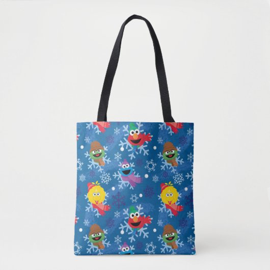 Sesamstraat Winter Sneeuwvlok Patroon Tote Bag (Voorkant)