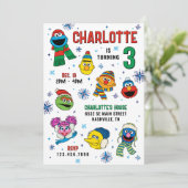 Sesamstraat Winter Snowflakes Verjaardag Kaart (Staand voorkant)