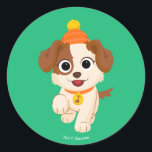 Sesamstraat | Winter Tango Ronde Sticker<br><div class="desc">De Nutcracker Starring Elmo & Tango | Deze leuke afbeelding is dat Tango een winterse pet draagt.</div>