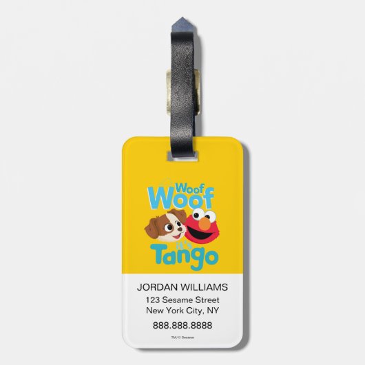 Sesamstraat | Wof Wof Woof Het is Tango & Elmo Bagagelabel (Achterkant verticaal)