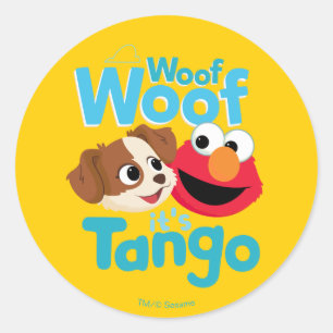 Sesamstraat Wof Wof Woof Het is Tango & Elmo Ronde Sticker