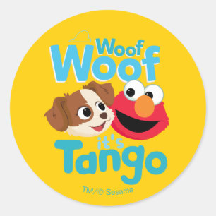 Sesamstraat Wof Wof Woof Het is Tango & Elmo Ronde Sticker