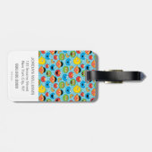 Sesamstraat ziet een patroon op blauw bagagelabel (Achterkant horizontaal)