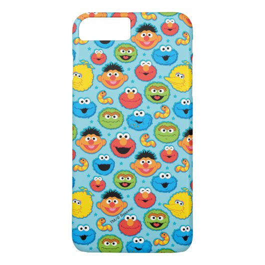 Sesamstraat ziet een patroon op blauw Case-Mate iPhone case (Achterkant)