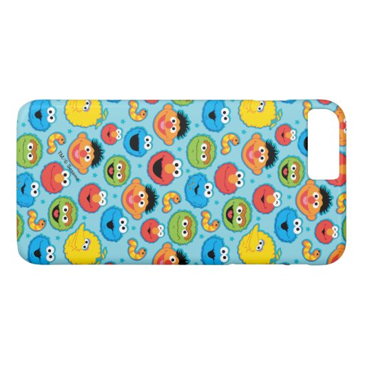 Sesamstraat ziet een patroon op blauw Case-Mate iPhone case (Achterkant (Horizontaal))