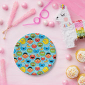 Sesamstraat ziet een patroon op blauw papieren bordje (Feest)