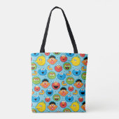 Sesamstraat ziet een patroon op blauw tote bag (Achterkant)