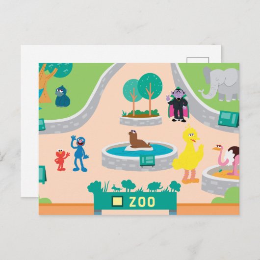 Sesamstraat | Zoo Scene Briefkaart (Voorkant / Achterkant)
